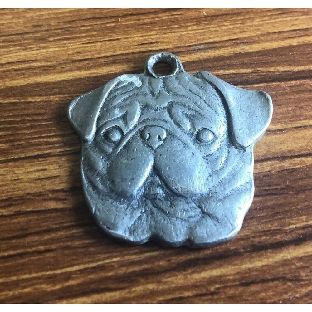 Rawcliffe Pewter Pug Key Chain Part Pendant Ornament Vintage